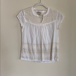 Lucky Brand White Top with Embroidery